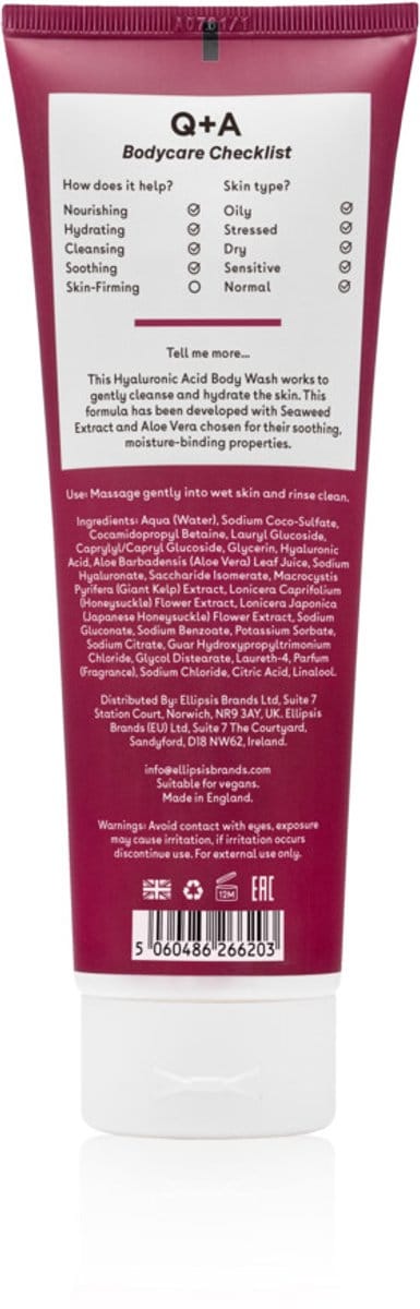 Q+A Hyaluronic Acid Body Wash - 3 x 250 ml - Voordeelverpakking