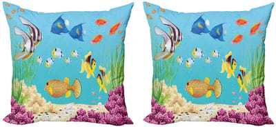 ABAKUHAUS Onderwater Kussenhoes Set – Cartoon Thema – Dubbelzijdig bedrukt – 60x60 cm