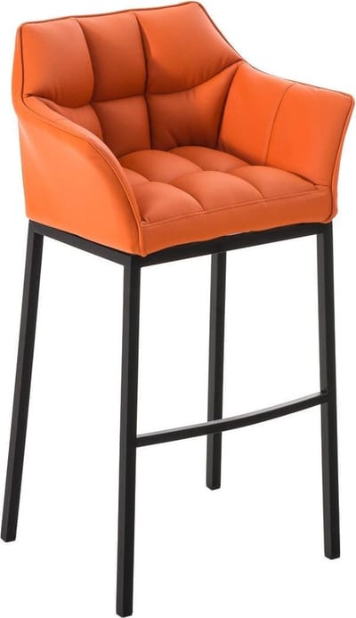 CLP Damaso Barkruk - Vast frame - Kunstleer oranje zwart