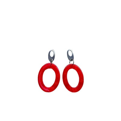 2 Love it LunaLoops - Oorbellen - Statement - Ovaal - Fuchsiaroze Zilverkleurig