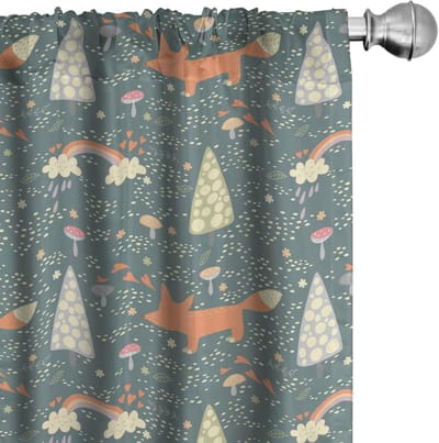 ABAKUHAUS – Gordijnen 2-delig 75x225 cm – Vos/Bomen-motief, mikrofaser