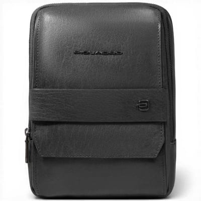 Piquadro Borsello S141 Black Leather Man met iPad Mini Deur