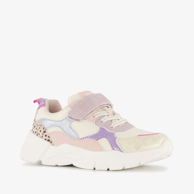 Blue Box meisjes sneakers met panterprint details pastel - Geel - Maat 23