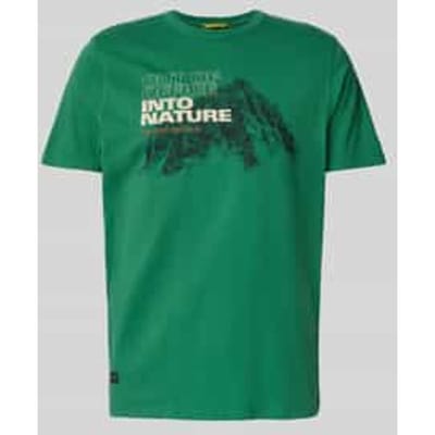 camel active T-shirt met ronde hals van puur katoen - Maat menswear-L - Dennengroen