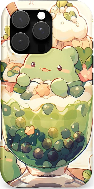 Casetastic hoesje geschikt voor Apple iPhone 16 Pro - MagSafe - Dubbellaagse bescherming - Zoet Dessert Patroon - Fashion Case - Crème Saliegroen Perzik