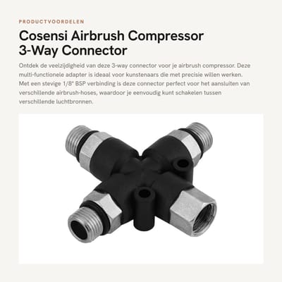Dailygoods - Airbrush Compressor Adapter - 3-Way Splitter Connector - 1/8" BSP - Airbrush Supplies - Teken Gereedschap