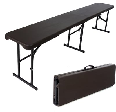 TRUTZHOLM Klapbank Grijs Houtlook 180cm - Biertent Bankje Opvouwbaar Kunststof - Feestbank Kofferbank Partytent Camping