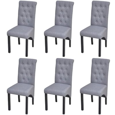 vidaXL - Eetkamerstoelen - 6 - st - stof - lichtgrijs