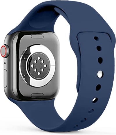 Stravo Siliconen Sportbandje – Zacht & Waterproof Horlogeband – Geschikt voor Apple Watch 49mm (Ultra 1/2/3), 46mm (Series 10/11), 45mm (Series 7/8/9), 44mm (Series 4/5/6, SE 1/2/3) – maat M/L – Donkerblauw