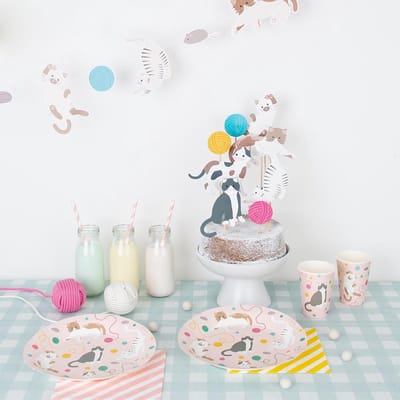 Papieren servetten Kat - 20 stuks - themafeest - kinderfeest - poes - meow - 16,5 x 16,5 centimeter