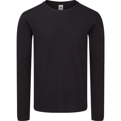 Fruit of the Loom Unisex Adult Iconic T-shirt met lange mouwen (Zwart)