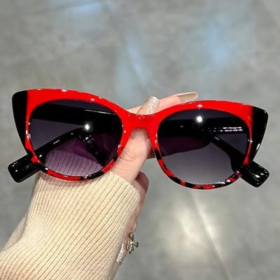 Hoge Kwaliteit Kattenoog Vormige Retro Zonnebril Voor Vrouwen Kleurblok Stijlvolle Anti-Reflectie Zonneschermen Voor Vakantie Strandfeest black