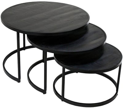 Salontafel 'Lennox' 3-delig Mango Hout Zwart