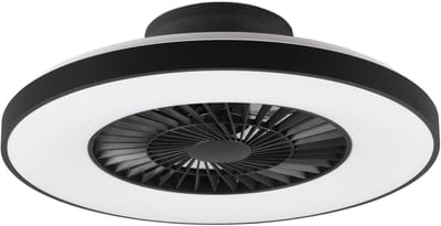 REALITY HALMSTAD - Plafondventilator - Zwart mat - incl. 1x SMD 40W - Drie snelheidsniveaus - Geïntegreerde dimmer - Aanpasbare lichtkleur - Traploos dimmbaar - Afstandsbediening
