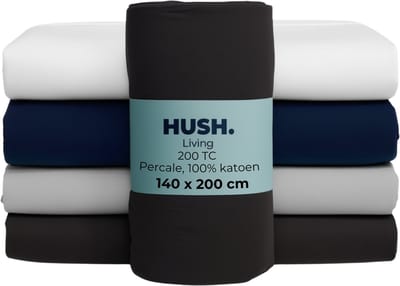 HUSH Living - Hoeslaken percale 140x20xx+30cm - 100% katoen - 200TC - extra fris en koel - sterk en slijtvast - elastiek rondom - antraciet