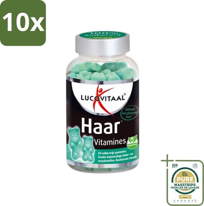 10 x Lucovitaal - Supplement - Haar Vitamines - Suikervrij - Bosbessen Smaak - 60 Gummies - Grootverpakking - Haar Vitamines - Haar Groei - Biotine - Zink - Suikervrije Gummies