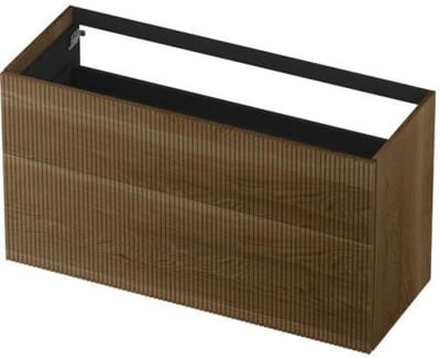 INK - Onderkast 2 Laden Push To Open Verticaal Gefreesd Bestaande Uit: - 1200x450x650 Mm - Massief Eiken Ash Grey