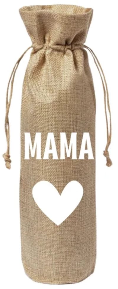 Cadeauverpakking wijnfles - Mama - Moederdag - Wijncadeau - Jute - Wijntas - Geschenkzak - Wijnzak