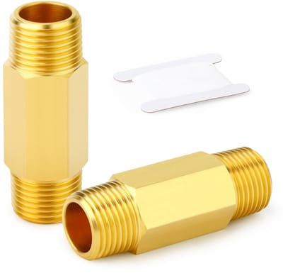 Dailygoods- Buisfitting Lange Nippel - 2 Stuks - Messing - Verlengstuk 60 mm - Corrosiebestendig - Werkdruk 2 MPa - Temperatuurbereik -53 °C tot 120 °C