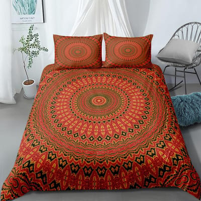 Barok Mandala Vintage Herenhuis Dekbedovertrek Set King Queen Double Full Twin Single Maat Jongens Bedlinnen Set AU Single(140x210cm)