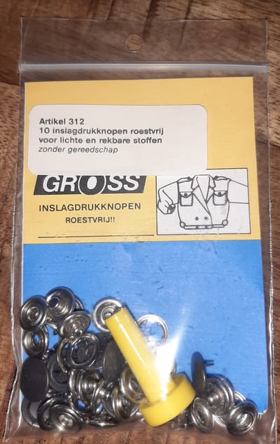 Gross inslagdrukknopen rvs met inslagtool - art 312 - drukkers 10mm - 10x drukknoop - metaal - antraciet grijs drukknopen - incl. tool om in te slaan - 1 cm