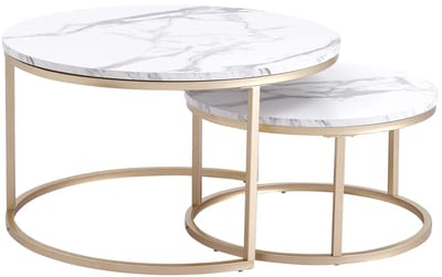 NordHaus Salontafel - Ronde Bijzettafel Set van 2 - 2-in-1 Nesting Ontwerp - Ruimtebesparend - Modern Woonkamer Meubel-80cm