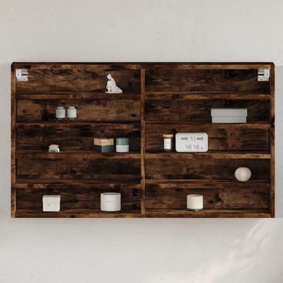 vidaXL - Vitrinekast - 100x15x58 - cm - bewerkt - hout - gerookt - eikenkleurig