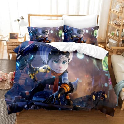 Impression 3D Collection de Linge de Lit Ratchet & Clank Rift Apart Tailles Simple Jumeau Lit Simple Lit Double Lit Queen Size Lit King Size Collection de Housse de Couette pour Chambre d'Adulte et d'Enfant US Twin 173x218cm