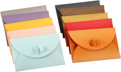20 Stuks Mini-Enveloppen met Hartvormige Sluiting, Perfect voor Cadeaus, Bruiloften en Feesten, Meerkleurig