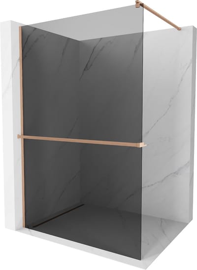 Mexen Kioto+ douchewand met plank Walk-in 70 x 200 , grafiet, geborsteld koper - 800-070-121-65-40