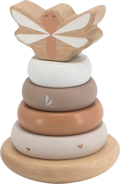 Label Label - Houten Tuimelring Piramide - Nougat - FSC Hout - 6 Onderdelen - Stimuleert Motorische Ontwikkeling - Geschikt voor Kindjes vanaf 12 Maanden