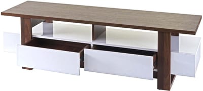 TV-rek MCW-B51, TV-tafel lowboard meubel, 3D structuur hoogglans walnoot look 46x150x45cm