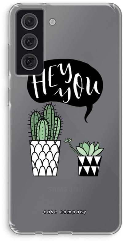 Case Company® - Hoesje geschikt voor Samsung Galaxy S21 FE hoesje - Hey you cactus - Soft Cover Telefoonhoesje - Bescherming aan alle Kanten en Schermrand