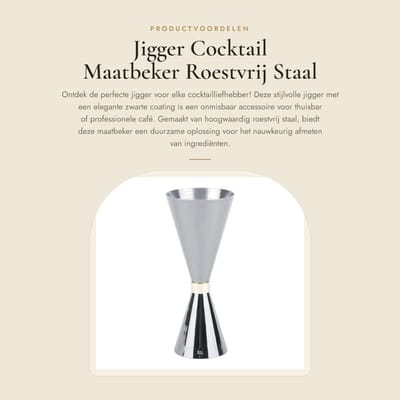 Dailygoods- Jigger Roestvrij Staal - Cocktailmaatje 30/60ml - Bar Accessoire - Herbruikbaar - Voedselveilig - Zwarte Coating - Maatbeker