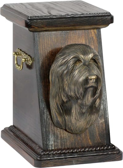 Elegante urn voor hondenas met beeld van Bearded Collie, Highland Collie, Mountain Collie