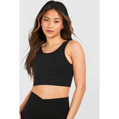 boohoo Dames DSGN Studio Premium Sculpt Opgevulde Diepe Zoom Licht Ondersteunende Sportbeha | Zwart | Maat: XS