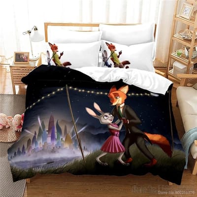 Cartoon Zootopia Zootropolis 3D-geprint Dekbedovertrekset HD Dekbedovertrek Beddengoed voor Kinderen Beddengoedsets Slaapkamerdecor US King 260x229cm