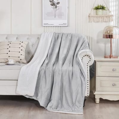 Livano Deken - Pluche - Wollen - Dekentje - Fleece - Plaid - Knuffeldeken - Bank Deken - 1 Persoons - Licht Grijs
