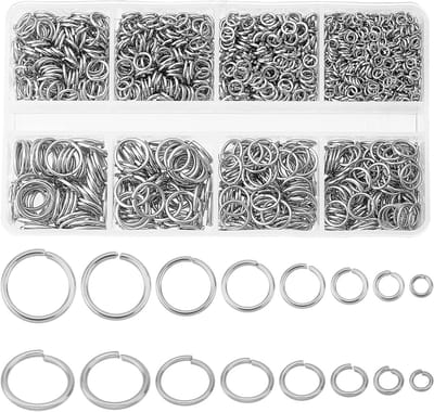 2280 Stuks Open Bend Ringen in 8 Maten van 304 Roestvrij Staal voor Sieraden, Verbinden van Ringen, Diameter 3-10 mm, Ideaal voor Oorbellen, Kettingen en Armbanden