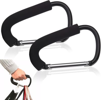 Zwarte aluminium kinderwagenhaken - 2 stuks - voor tassen en accessoires