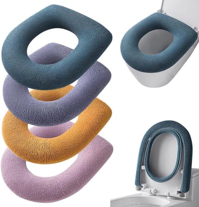 Set van 4 wasbare toiletstoelhoezen voor een warme en comfortabele badkamer