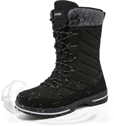 Winter Sneeuwlaars Dames - Waterdichte Sneeuwlaarzen - Winter Fleece Gevoerd Warme Winterlaarzen - Snowboots Antislip Outdoor - Zwart - Maat 38