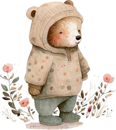 Poster winter beertje-posters-A4 formaat-watercolours spring-winter animals-dieren-kinderkamer accessoires-babykamer accessoires