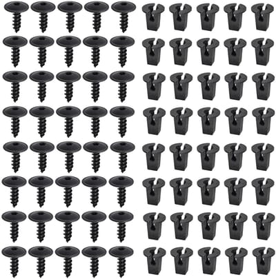 40 stuks plaatschroeven M5 x 16 mm, carrosserieschroeven zwart, plaatschroeven met afdichting, schroeven zelftappend metaal voor auto, spatbord, wielafdekking, bumper, compatibel met Audi, VW