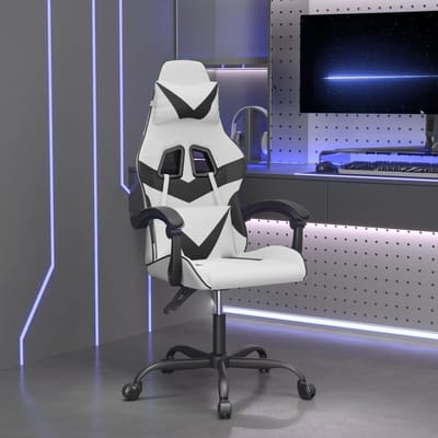 vidaXL - Gamestoel - kunstleer - wit - en - zwart