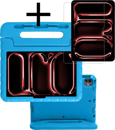Hoes - Geschikt voor Apple iPad Pro (2024/2025) - 11 inch - Met Screenprotector - Kinderhoes Shockproof Bumper - Kidsproof Case - Tablet Hoesje - Kinder Cover - Blauw