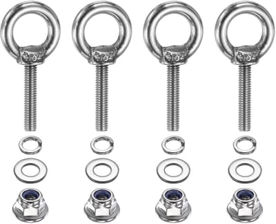 Ringbout M4 x 20 mm met schouder 4 stuks 304 roestvrij staal hefring met flensmoer veer en platte sluitring voor binnen en buiten ankerriemen