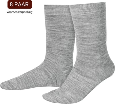 Sukats® 8 Paar Merino Wol Sokken Heren - Maat 43-46 - Grijs - Naadloos - Warme Sokken - Wollen Sokken - Verwarmde Sokken - Merino Wol Casual Sokken