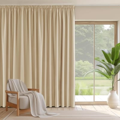 Famanu - Gordijn - 1 stuk - Verduisterende - Warmte-isolerende - 300*245cm - Biscotti Beige