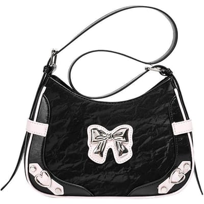 Tas Okseltas Lief en Schattig Veelzijdige Schoudertas Contrasterende Strik Mode Crossbody Tas black